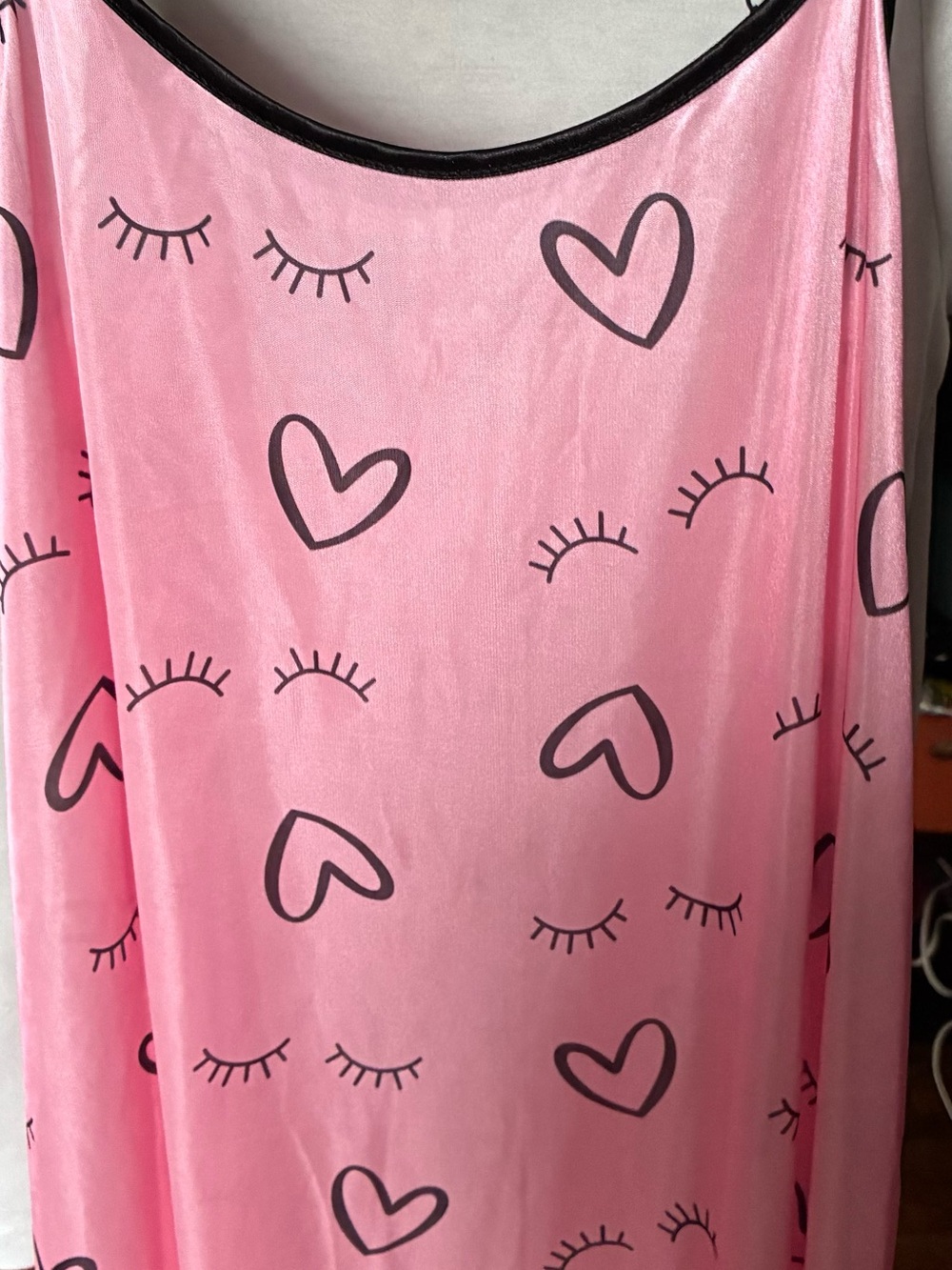 Pink Heart & Eyelash Print Slip Dress